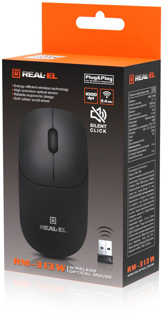 Мышь Real-El RM-313W Wireless Black (EL123200042) - изображение 11