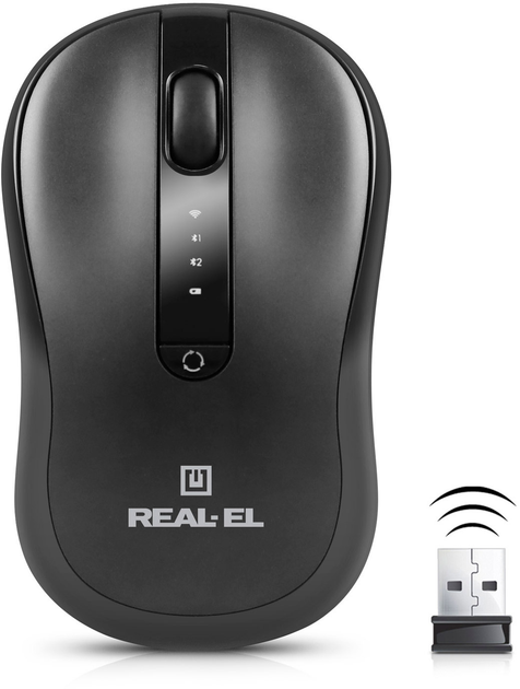 Мышь Real-El RM-450W Wireless/Bluetooth/USB Black (EL123200046) - изображение 4