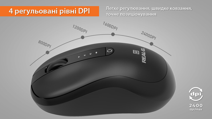 Мышь Real-El RM-450W Wireless/Bluetooth/USB Black (EL123200046) - изображение 15