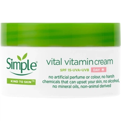 Крем для лица Simple Vital Vitamin Cream SPF15 Kind to Skin Дневной витаминный 50 мл (8710447486337) - Фото 1 Крем для лица Simple Vital Vitamin Cream SPF15 Kind to Skin Дневной витаминный 50 мл (8710447486337) - изображение 1