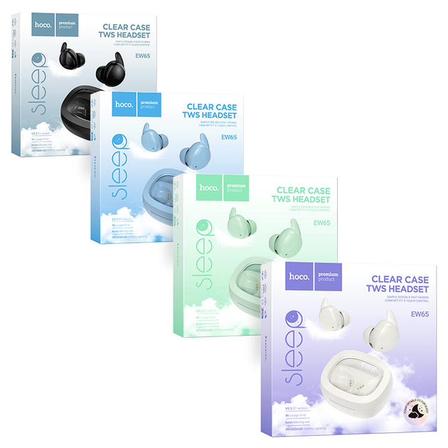Бездротові навушники HOCO EW65 Shadow true wireless sleep BT headset Milky white (6942007623582) - изображение 6