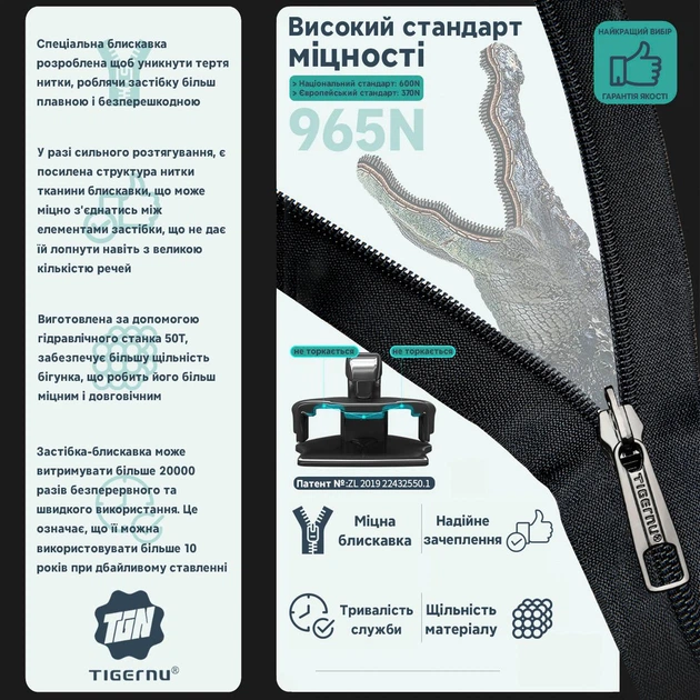 Міський рюкзак Tigernu T-B9520 для ноутбука 19.5л 15.6'' Black (17037) - зображення 4