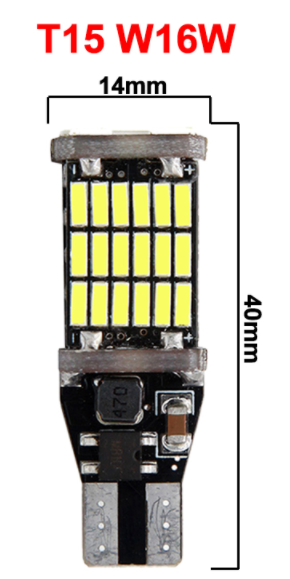 Светодиодная лампа LED T15 / W16W 4014 45 SMD CANBUS красный - Фото 6 Светодиодная лампа LED T15 / W16W 4014 45 SMD CANBUS красный - изображение 6