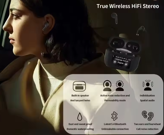 Беспроводные наушники Mzymi A8 Pro шумоподавляющие наушники Bluetooth с сенсорным управлением/ чорные - изображение 6