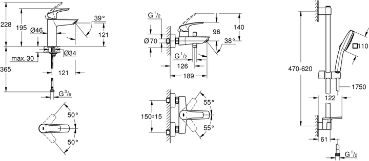 Набор смесителей GROHE Eurosmart UA123246M3 (23324003+33300003+26907003) - изображение 13