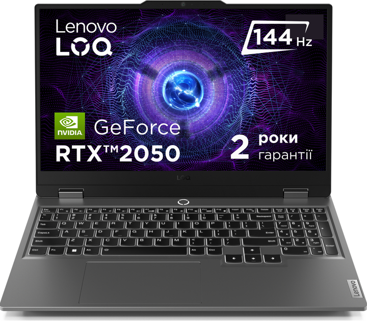 Ноутбук Lenovo LOQ 15IAX9 (83GS00Q4RA) Luna Grey / 15.6" IPS 144 Гц / Intel Core i5-12450HX / RAM 16 ГБ / SSD 512 ГБ / RTX 2050, 4 ГБ  - зображення 2