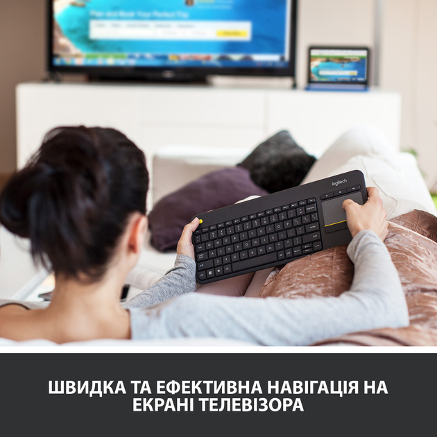 Клавиатура беспроводная Logitech K400 Plus черный (435841) - изображение 3