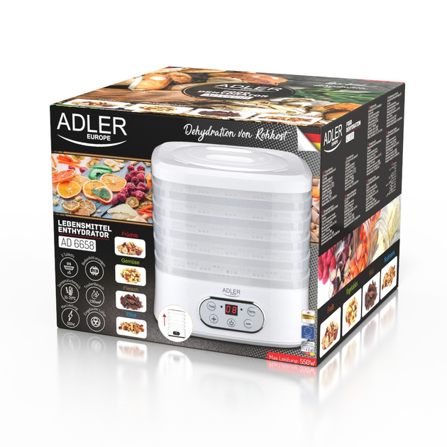 Сушилка для овощей и фруктов Adler 6658 550 Вт 5 секций - изображение 4
