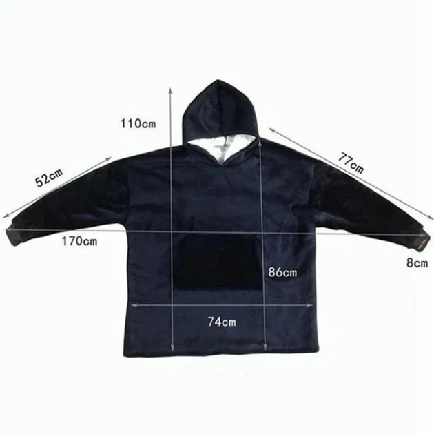 Плед-толстовка с капюшоном Huggle Hoodie двухсторонняя Blue - изображение 5
