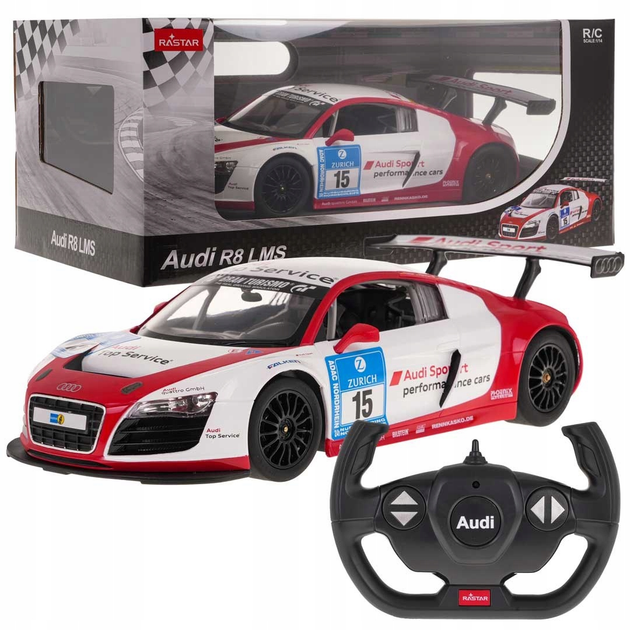 Машина Rastar Audi R8 LMS Performance на радіокеруванні 1:14 Біла (6930751306349) - зображення 1