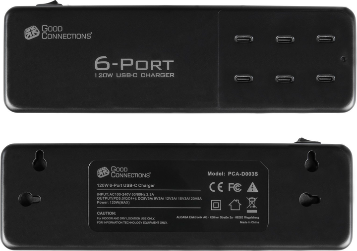 Мережевий зарядний пристрій Good Connections Fast Charging Station 6 x USB-C 120W Black (PCA-D003S) - зображення 4