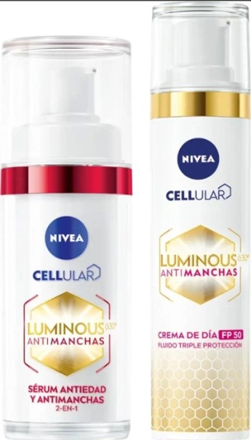 Zestaw do pielęgnacji twarzy Nivea Cellular Luminous 630 Krem na dzień z filtrem SPF 40 ml + Serum 30 ml (8412300050661) - obraz 2