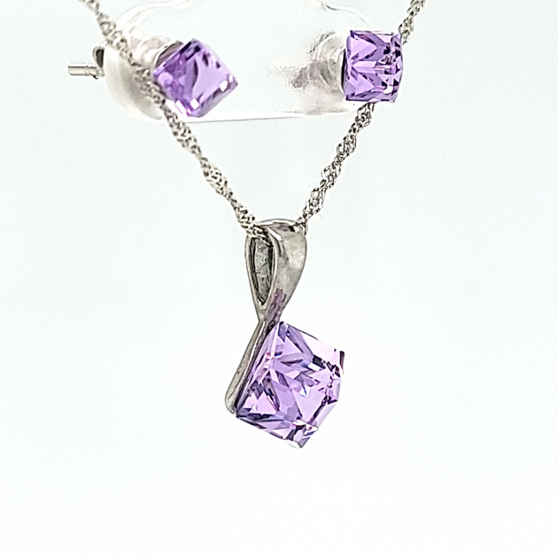 Срібний комплект Spark зі Swarovski Cube Small WKJ48416V - зображення 5