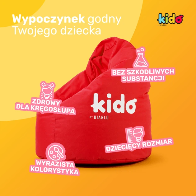 Pufa dla dziecka Diablo Chairs Kido czerwona (5904405571286) - obraz 6