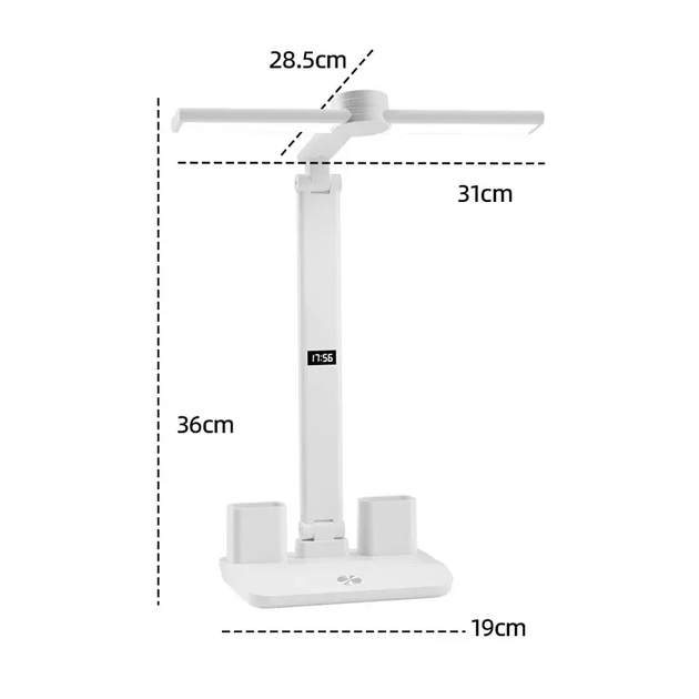 Настільна LED лампа VHG JN-108А аккумуляторна з годинником 6W 800lm 3000-6000K, White - зображення 7