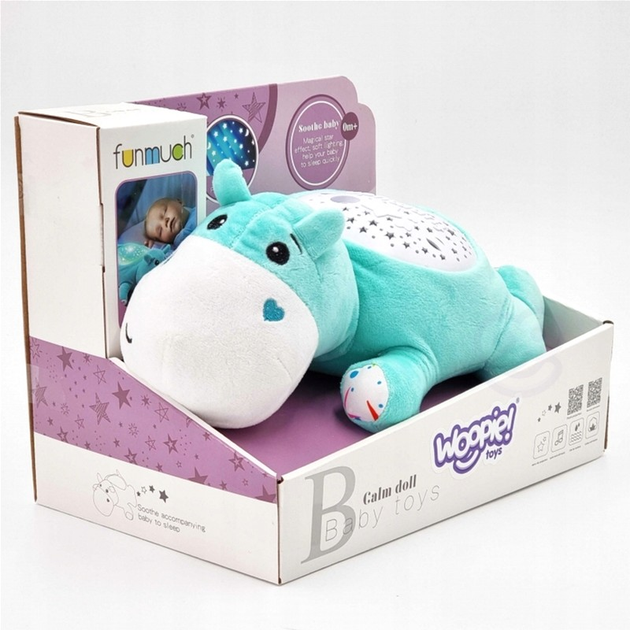 Przytulanka Projektor Woopie Baby 2 w 1 Hipopotam pluszowy usypiacz (5904326942608) - obraz 4