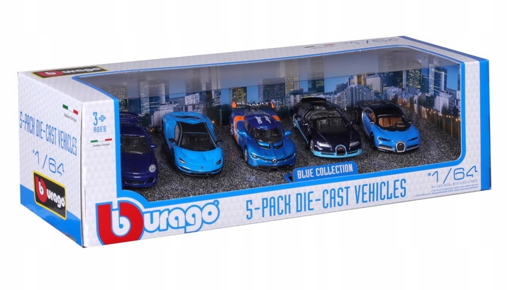 Zestaw modeli samochodów Burago Blue Collection 1:64 5 szt (4893993016662) - obraz 1