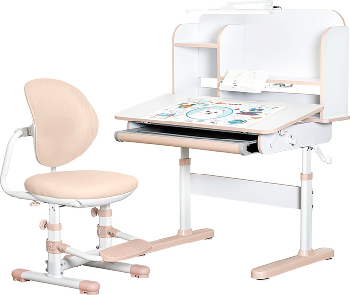 Комплект мебели Mealux Nemo XL Peach стол + стульчик + полка + лампа (BD-39 PN) - изображение 1
