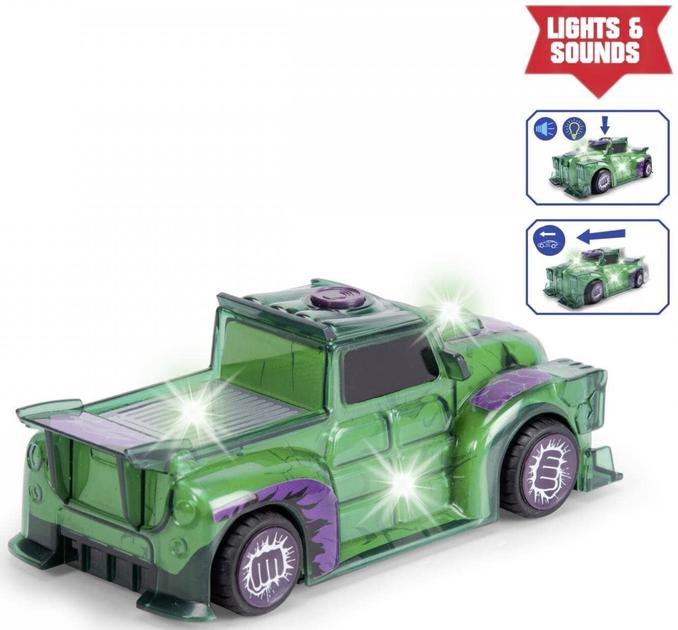 Samochód Jada Marvel Light Hero Hulk z efektami świetlnymi i dźwiękowymi 15 cm 1:32 (4006333090288) - obraz 3