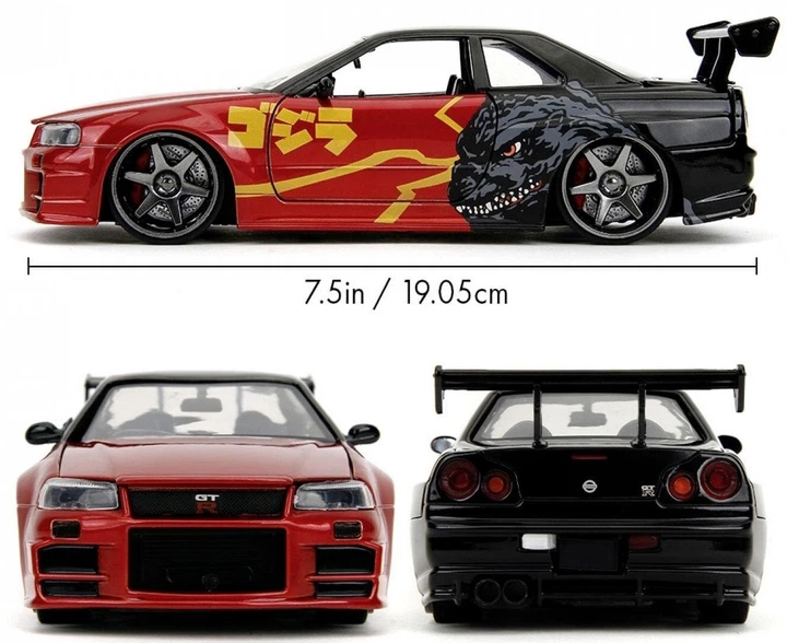 Машинка Jada Годзилла 2002 Nissan Skyline GTR 19 см 1:24 (4006333091049) - зображення 4
