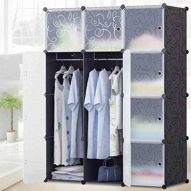 Пластиковый складной шкаф Storage Cube Cabinet «МР 312-62» Черный (110х37х146см) - изображение 2