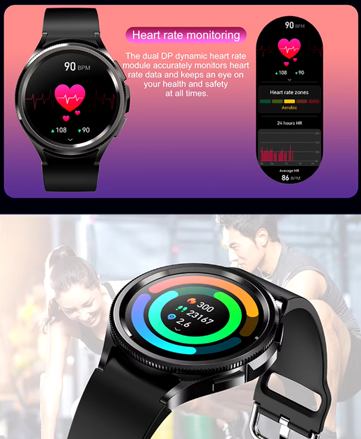 Умные смарт часы HiWatch62G для Android и iOS черные со вторым ремешком - Фото 8 Умные смарт часы HiWatch62G для Android и iOS черные со вторым ремешком - изображение 8