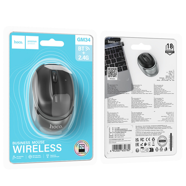 Миша HOCO GM34 Nuevo dual-mode business wireless mouse Black Metal Gray (6942007632782) - зображення 2