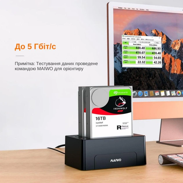 Док-станция клонировщик Maiwo для двух SSD/HDD 2.5/3.5" SATA USB 3.0 (K3082 2501) Черная - изображение 5