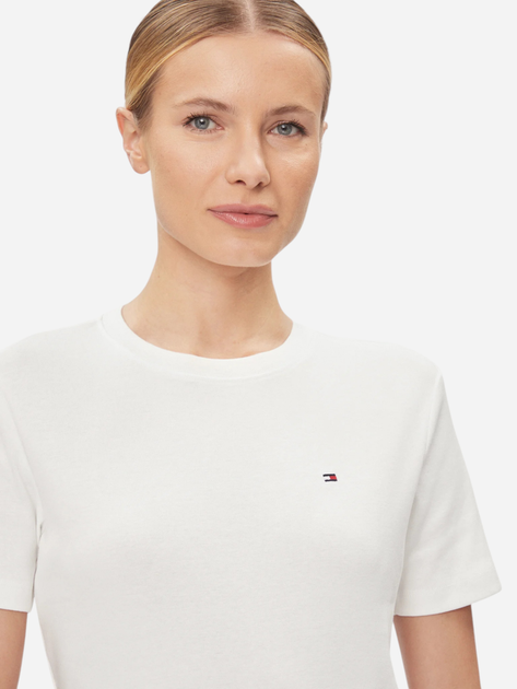 Koszulka damska bawełniana Tommy Hilfiger WW0WW40587-YBL M Biała (8720646208487) - obraz 4