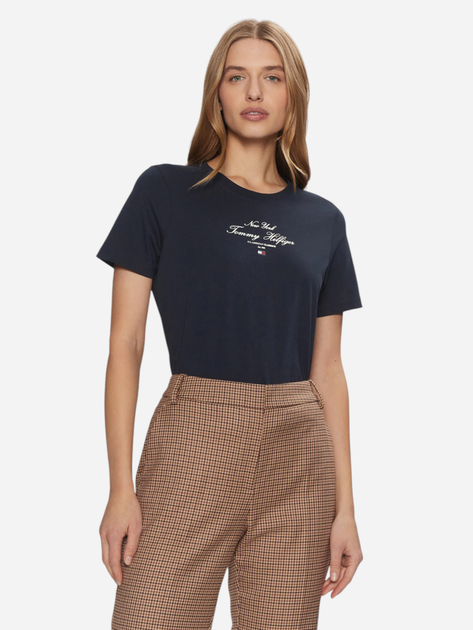 Koszulka damska bawełniana Tommy Hilfiger WW0WW43895-C1G XS Ciemnogranatowa (8720638405474) - obraz 1