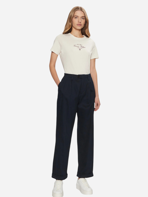 Футболка бавовняна жіноча Tommy Hilfiger WW0WW43895-Z00 S Молочна (8720638396017) - зображення 3