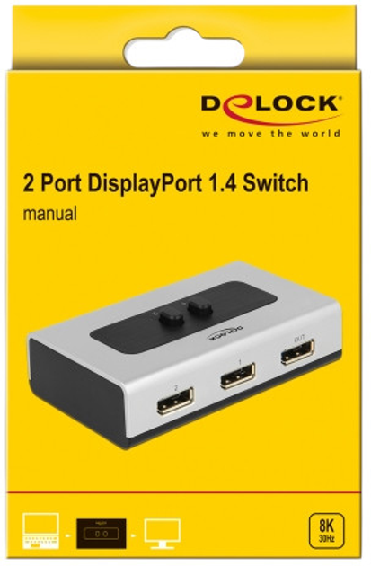 Switch Delock 2x DisplayPort 1.1 Grey (4043619876686) - obraz 3