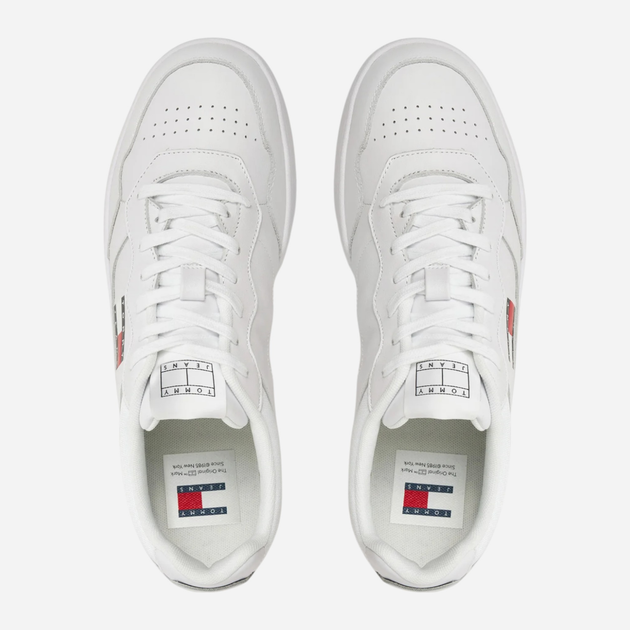 Sneakersy męskie skórzane Tommy Jeans EM0EM01443-YBR 45 Białe (8720637381526) - obraz 4