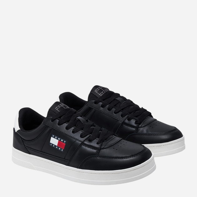 Sneakersy męskie skórzane Tommy Jeans EM0EM01574-BDS 41 Czarne (8720638211235) - obraz 2