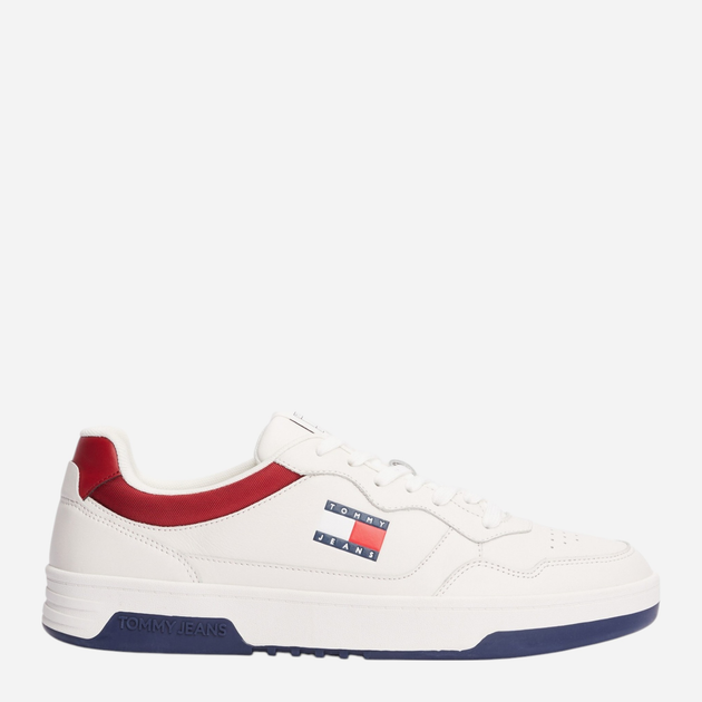 Sneakersy męskie skórzane Tommy Jeans EM0EM01576-TCR 45 Białe (8720638358992) - obraz 1