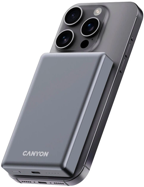 Powerbank Canyon OnPower 510 slim Magsafe 10000 mAh PD20W Dark Grey (CNS-CPB510DG) - obraz 7