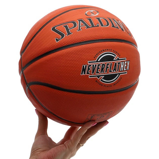Мяч баскетбольный № 7 резиновый SPALDING NEVERFLAT HEX оранжевый 84440Y - Фото 6 Мяч баскетбольный № 7 резиновый SPALDING NEVERFLAT HEX оранжевый 84440Y - изображение 6