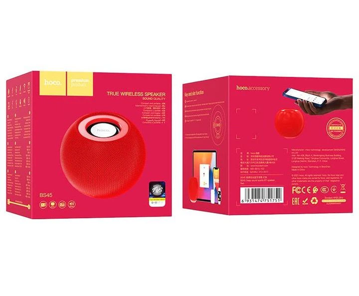 Акустика HOCO BS45 Deep sound sports BT speaker, BT5.0, TWS, FM, TF, red - изображение 3