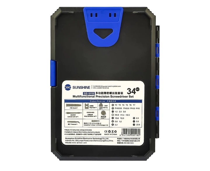 Набор инструментов Sunshine SS-5119 (ручка, 24 биты, удлинитель, отвёртки +1.5, *0.8, Y0.6, 3 оупентула, магнитайзер) - изображение 4
