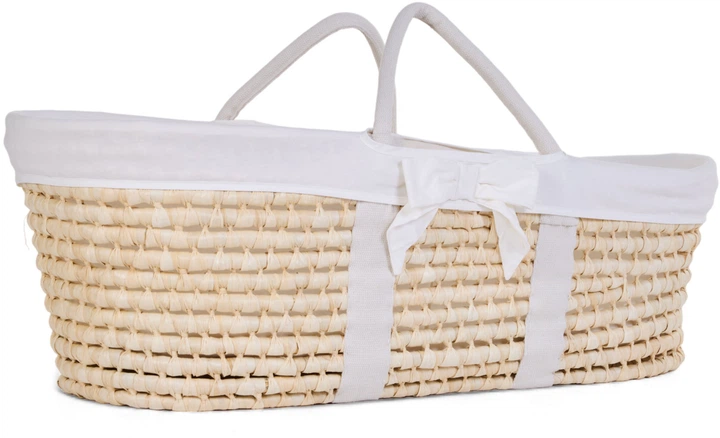 Колыбель Childhome Moses Basket Natural + Jersey Cover Off White из натурального кукурузного волокна Белая (MBCCJOW) - изображение 2