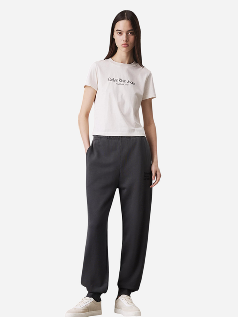 Spodnie sportowe damskie z wysokim stanem Calvin Klein Jeans J20J224989-PT2 S Ciemnoszare (8720639942015) - obraz 3