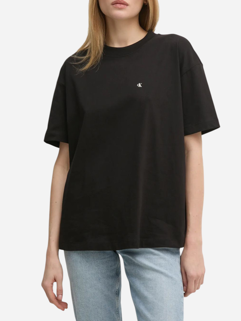 Футболка бавовняна жіноча Calvin Klein Jeans J20J225113-BEH S Чорна (8720639929498) - зображення 1