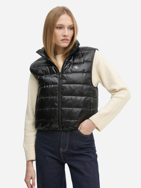 Теплий жилет пуховий короткий жіночий Calvin Klein Jeans J20J224711-BEH S Чорний (8720639916412) - зображення 1