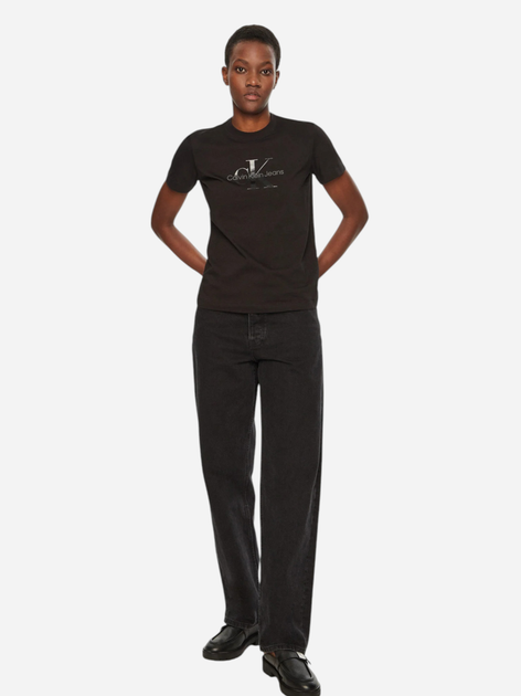 Футболка бавовняна жіноча Calvin Klein Jeans J20J224983-BEH XS Чорна (8720639910519) - зображення 3