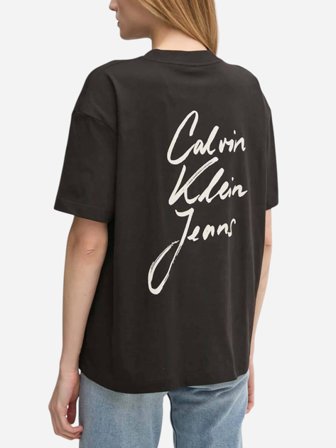 Футболка бавовняна жіноча Calvin Klein Jeans J20J225113-BEH S Чорна (8720639929498) - зображення 2