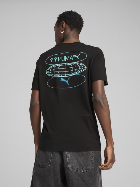 Футболка бавовняна довга чоловіча Puma Graphics 3 Circles Tee 68483401 S Чорна (4067983348068) - зображення 2