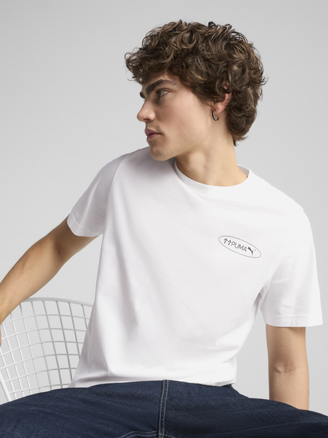 Футболка бавовняна довга чоловіча Puma Graphics 3 Circles Tee 68483402 M Біла (4067983350184) - зображення 1