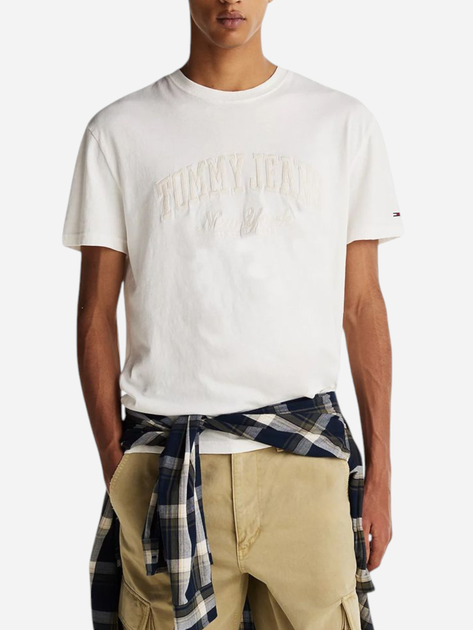 Футболка бавовняна чоловіча Tommy Jeans DM0DM20356-YBL L Біла (8720638451075) - зображення 1