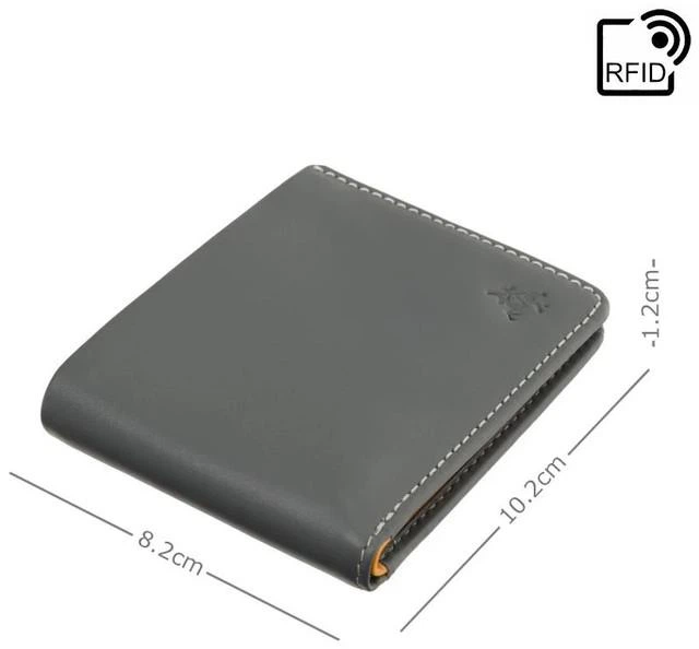 Мужской кожаный кошелек Visconti из натуральной кожи с RFID защитой, горизонтальный, тёмно-серый горчичный 66720 - изображение 4