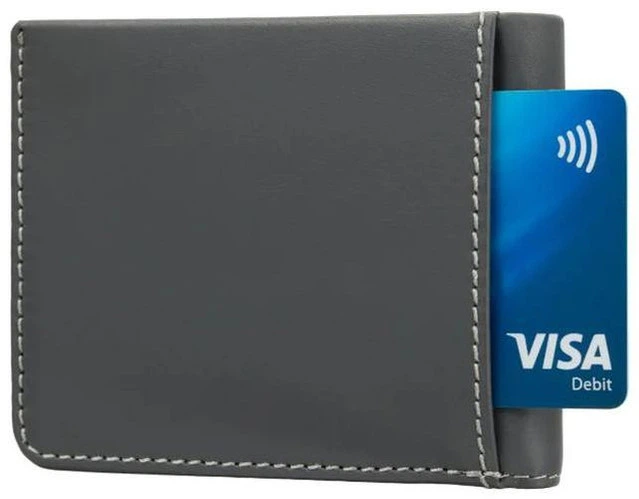 Мужской кожаный кошелек Visconti из натуральной кожи с RFID защитой, горизонтальный, тёмно-серый горчичный 66720 - изображение 5